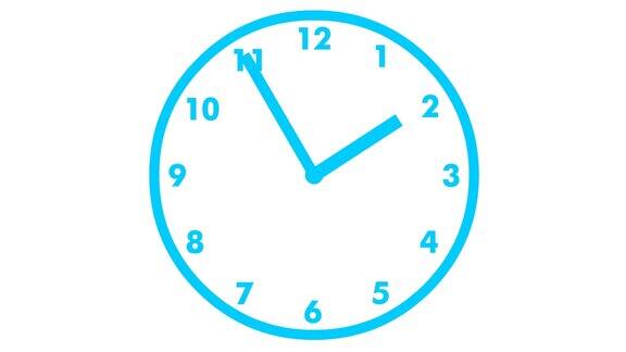 动画的时钟蓝色的手表时间最后期限毛圈的视频矢量插图隔离在白色背景上