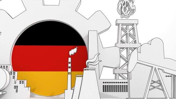 能源和电力工业概念带有德国国旗的工业标志