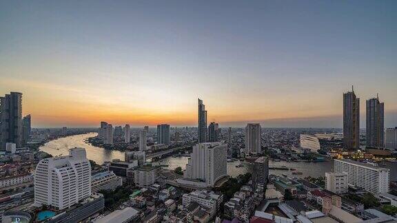 日落时分曼谷市容的时间流逝