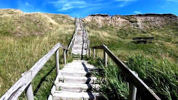 楼梯沙丘与沙丘草bovbjerg北海徒步沙丘堤防防护日德兰半岛丹麦4k