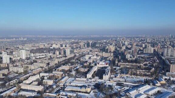 乌克兰基辅冬季城市的鸟瞰图