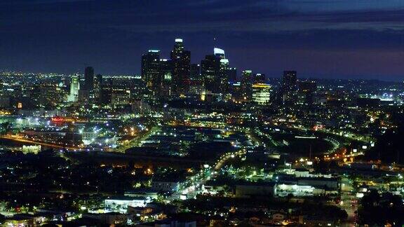 洛杉矶市区灯光-航拍
