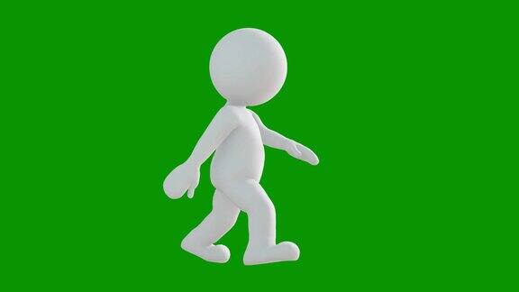 3D图标人形快速行走动画角色动画象形人物独特的轮廓向量图标集动画姿态上的色度键背景移动活动变化