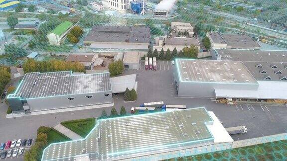 工厂概念可视化鸟瞰图现代工厂无人机拍摄的现代未来工厂现代工厂鸟瞰图