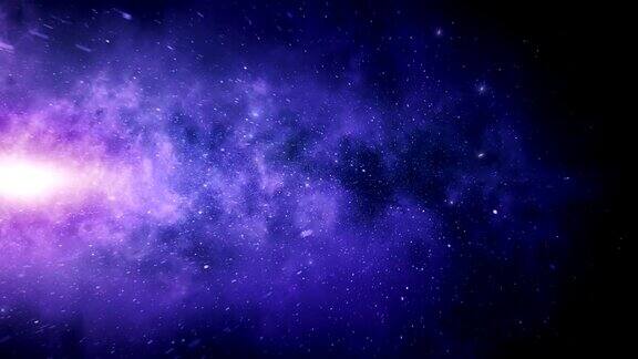银河旅行透过星星蓝色-紫色