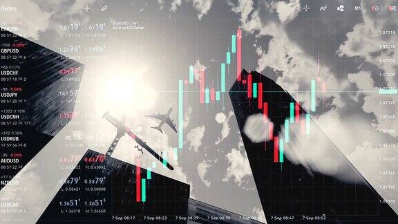 覆盖屏上股票市场的烛台图变化与波动价格全球经济与通货膨胀