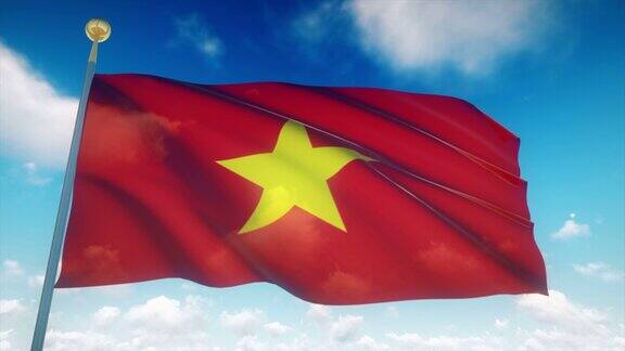 4k高度详细的越南国旗可循环