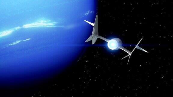 虚构的太空飞机飞过海王星