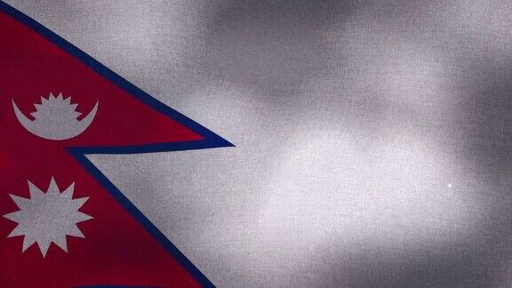 尼泊尔国旗飘扬