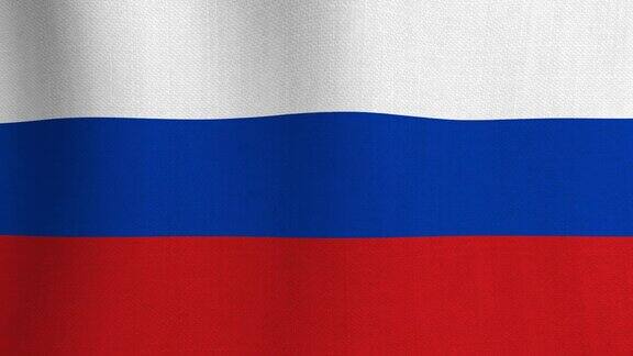 无缝循环动画grunge俄罗斯国旗与织物纹理