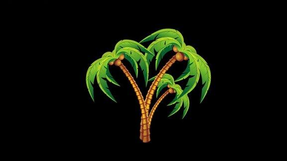 棕榈树图标循环动画视频透明背景与alpha频道