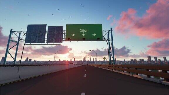第戎法国高速公路标识城入口股票视频3d动画场景