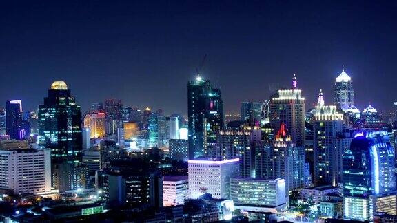 时间流逝曼谷的城市场景鸟瞰图