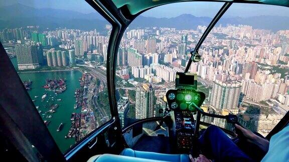 直升机在香港油麻地港口