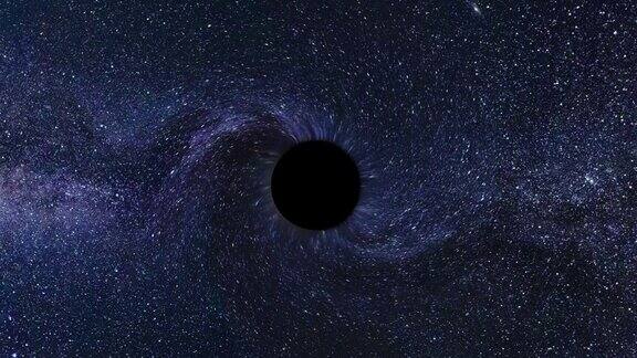 黑洞虫洞扭曲动画在太空-4k