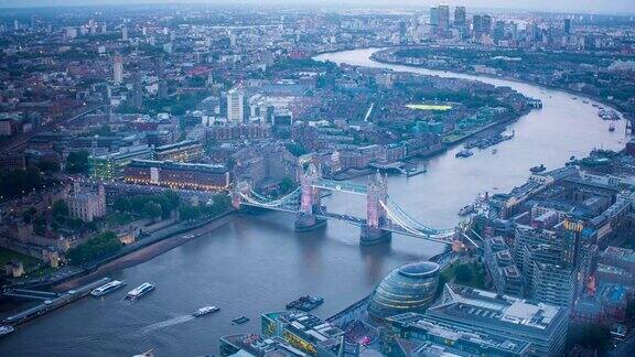 伦敦市中心时间流逝鸟瞰图