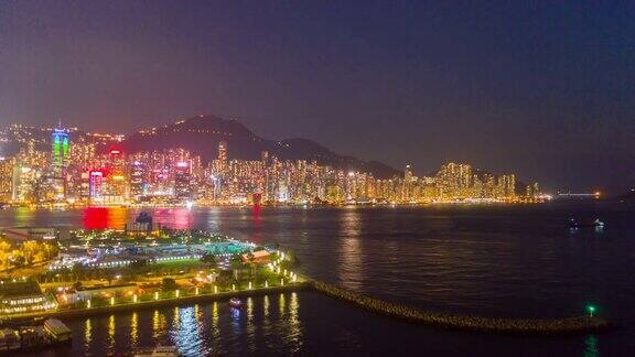 4KHyperlapse:鸟瞰香港摩天大楼的无人机飞行与发展建筑交通能源电力基础设施亚洲金融和商业中心