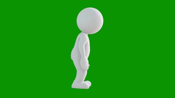 3D图标人形打招呼动画角色动画象形人物独特的轮廓向量图标集动画姿态上的色度键背景移动活动变化