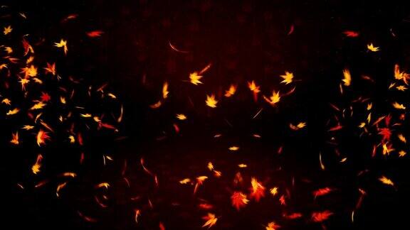 秋叶落在红色背景上枫叶循环闪烁动画