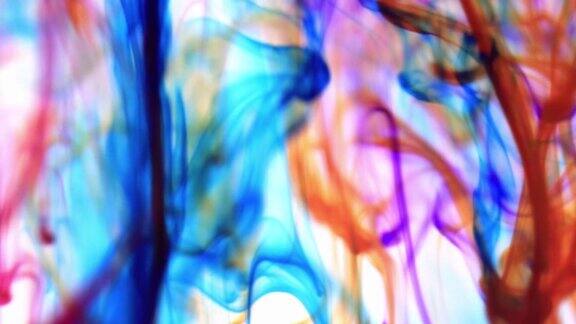 彩色油漆线条在水中的动态运动柔软的环境背景