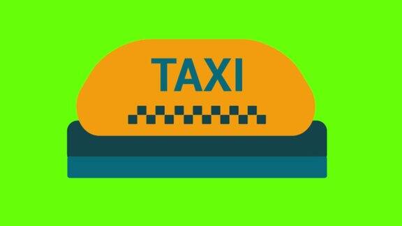绿色屏幕背景上的出租车标志的动画