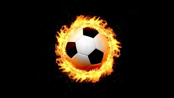动画足球或足球旋转球着火