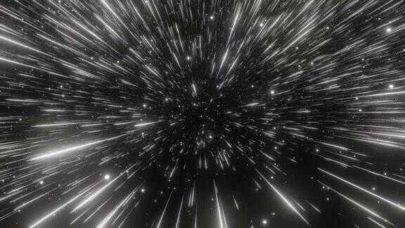 摘要多维空间背景光速霓虹灯和运动中的星星白色版本通过明星4k无缝循环