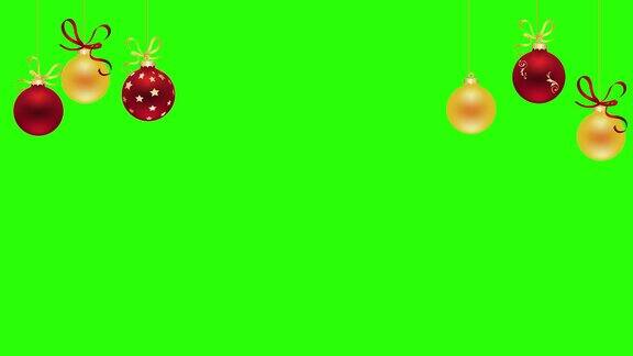 圣诞装饰元素动画组在绿色屏幕上色度键