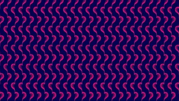 抽象线爱心形状旋转移动插图粉红色情人节概念设计在深蓝色的背景无缝循环动画4K与复制空间