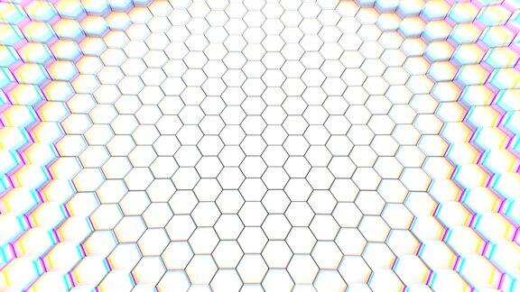 抽象几何六边形光学错觉计算机生成的3D渲染背景