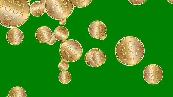 金币比特币数字货币技术上的绿屏循环动画在4K