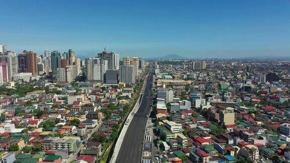 菲律宾马尼拉马卡蒂和曼达卢永地区的无人机视野