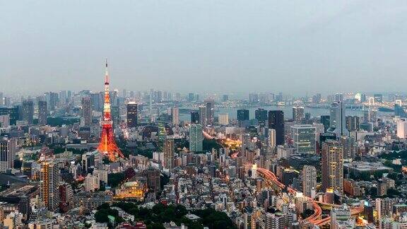 日落时分东京塔的延时