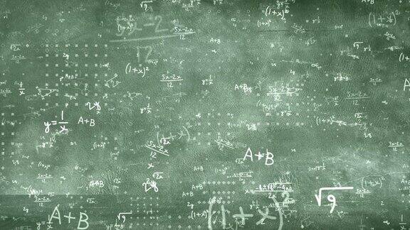 绿色屏幕上有飞行公式和方程式的背景