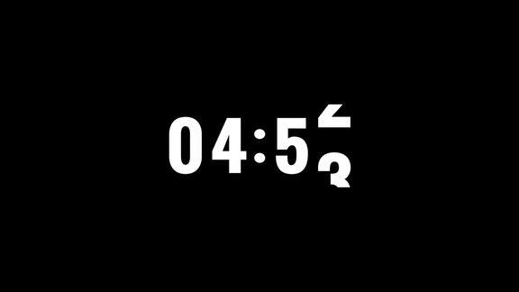4K数字滑动倒计时实时时钟定时器在十分钟或600秒到零秒黑底白字数字覆盖概念的元素