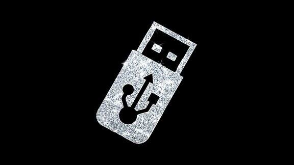 USB闪存驱动器图标闪烁闪烁环闪烁粒子