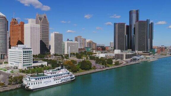 底特律密歇根城市景观鸟瞰图美国