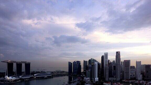 新加坡黄昏到夜晚时光流逝