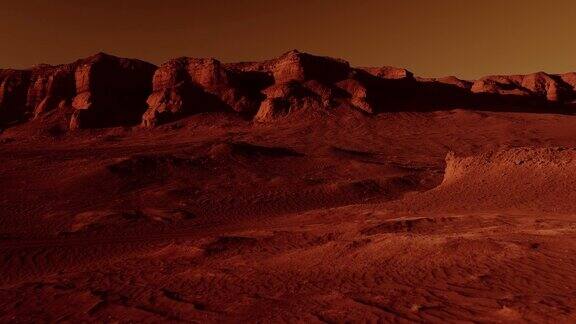 奇特的火星景观在锈橙色阴影火星表面沙漠悬崖沙子陌生的风景红色的火星