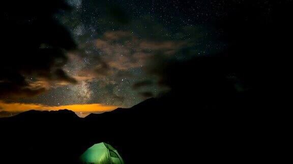 星星银河系露营帐篷上的银河