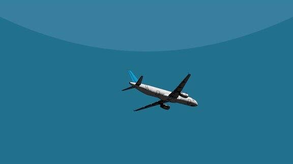 商业飞机在天空中攀升全高清3D卡通动画离开、自由、旅行