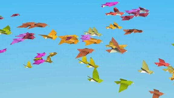 在折纸的秋天鸽子飞走了