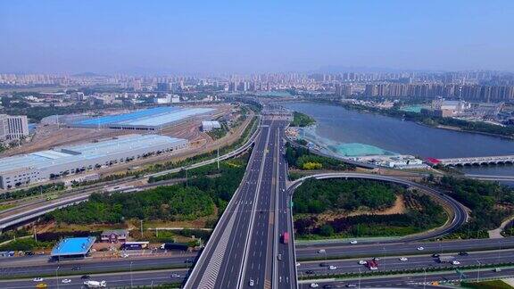 胶州湾大桥在青岛的航空摄影中国