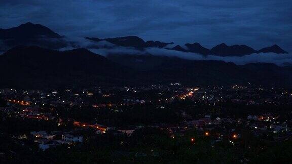 4k老挝琅勃拉邦的延时黄昏