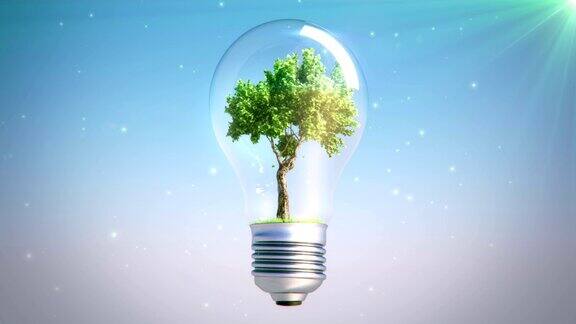绿色能源灯泡树环