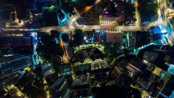 吉隆坡交通路口夜间空中降落时间为4k