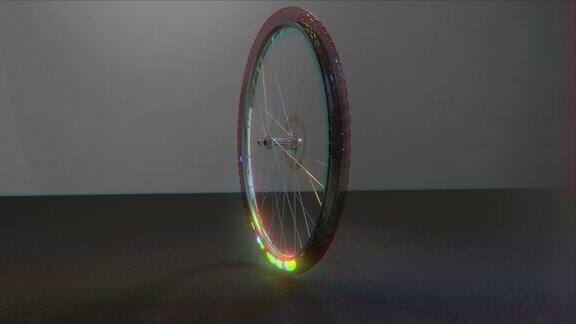 用彩球旋转自行车轮子