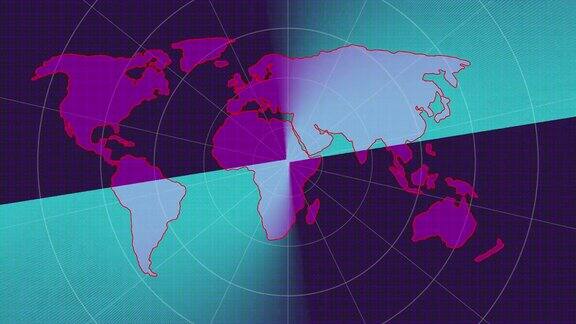 数字技术扫描地球地图动画彩色地球地图动画rs_1597