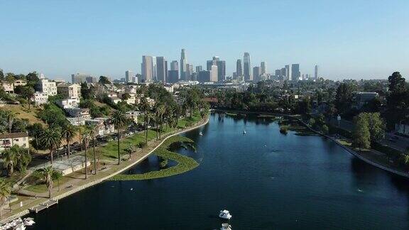 回声公园湖市中心和洛杉矶鸟瞰图