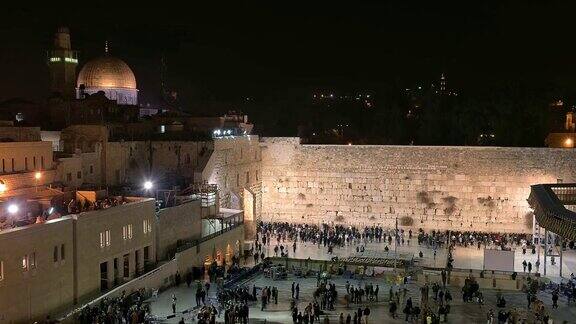 西墙夜景耶路撒冷以色列时间流逝